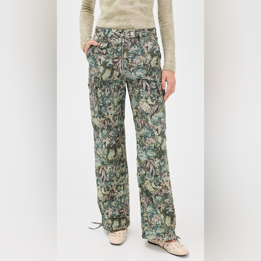 Ganni Floral Printed Stretch Cotton Pant